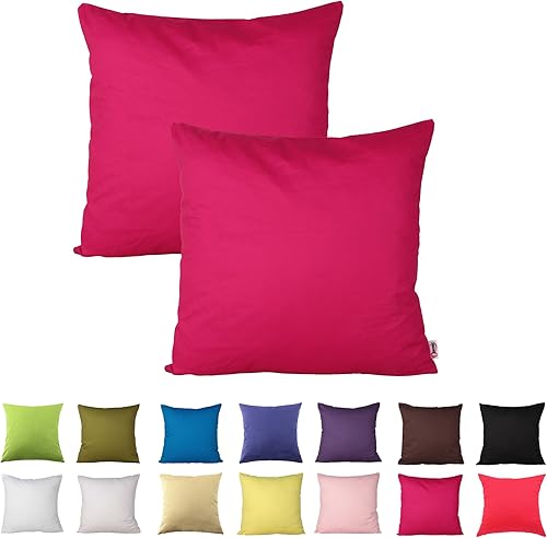 Queenie - 2 fundas de cojín decorativas de algodón de color sólido para sofá, funda de almohada disponible en 14 colores y 5 tamaños (20 x 20