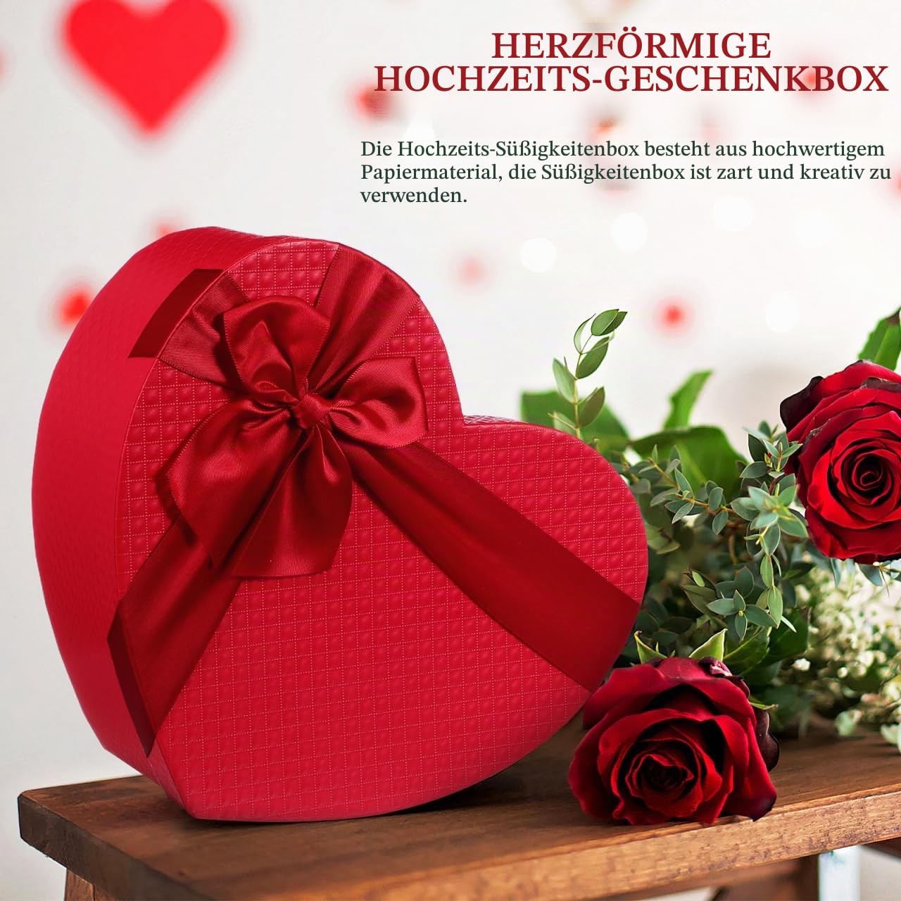 DEARMAMY Hochzeit Geschenkverpackung Box Herzform 9X7.9X3.5 Zoll Karton Süßigkeiten Aufbewahrung Behälter Für Blumenstrauß Arrangements Und Feiern