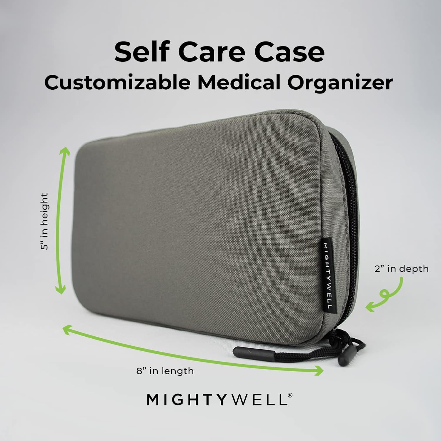 Mighty Well Diabetic Supplies Travel Case, Storage Bag for Glucose Meter and Other Diabetic Supplies (Bag Only), Self Care Case (Steel)