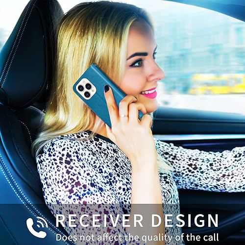 Miniatura 6 de PAOBIR Funda tipo cartera compatible con iPhone 15 Pro Max con tarjetero, piel sintética con función atril para mujeres y hombres, con diseño de