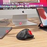 Vista 4 de Nulea Ratón Trackball Inalámbrico M501, Ergonómico Recargable, Control Fácil con el Pulgar, Seguimiento Preciso y Suave, Conexión de 3 Dispositivos
