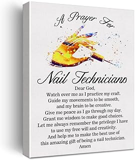 a Nail Technician's Prayer Canvas Home Wall Art Decor Manicurist Gift Painting Ready to Hang 12x15 Nail Tech Professionals Poster Framed