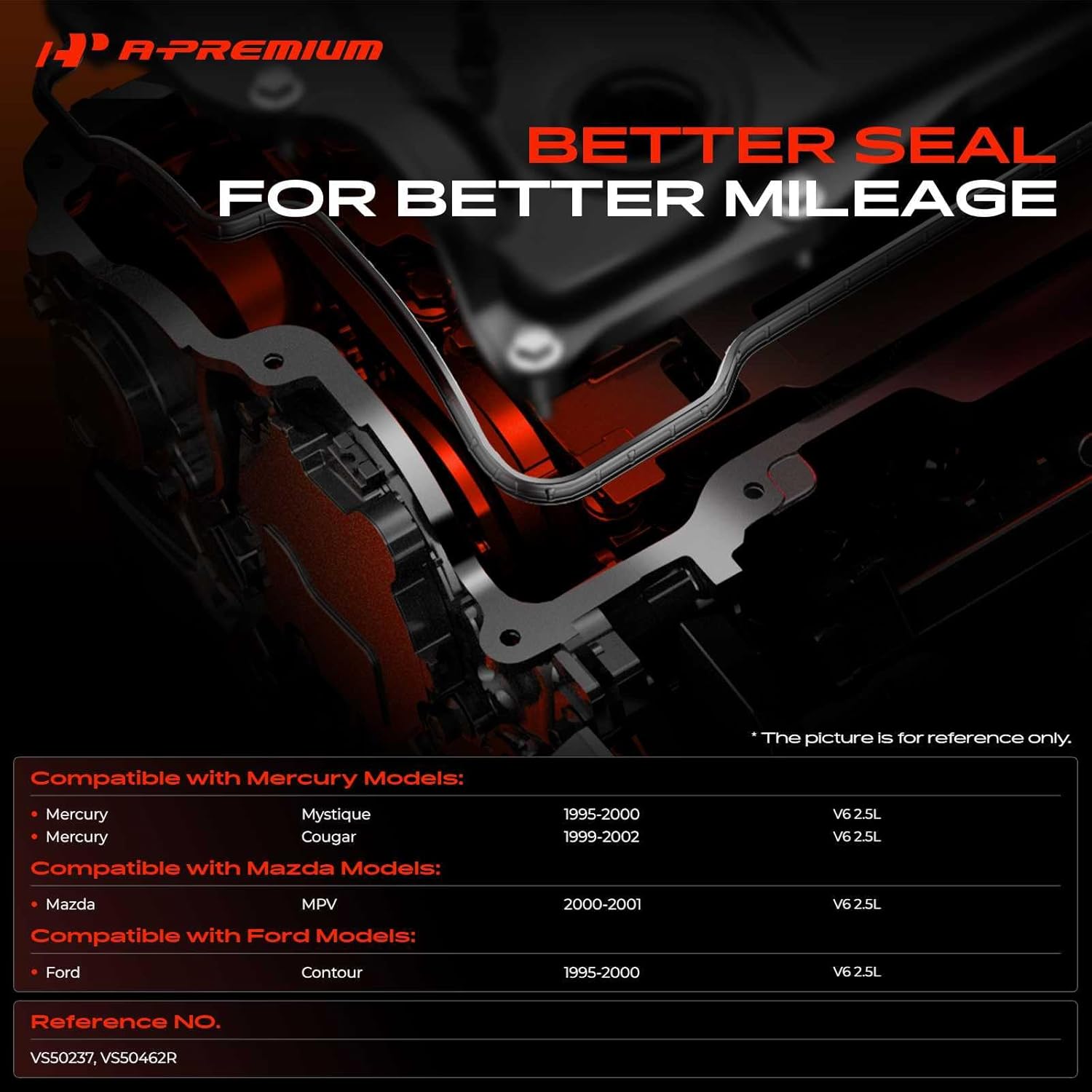 A-Premium Engine Valve Cover Gasket Set Compatible with Mazda MPV 2000-2001 & Mercury Cougar 1999-2002, Mystique 1995-2000 & Ford Contour 1995-2000, 2.5L