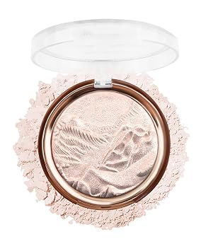 Baked Highlighter Blush Palette-Champagne Rose Face Highlighter,Shimmer Glitter Diamond Highlighting Eyeshadow Palette for Face Body Cheek, Christmas Makeup Gift for Women,0.38 Oz-Dawn Glow