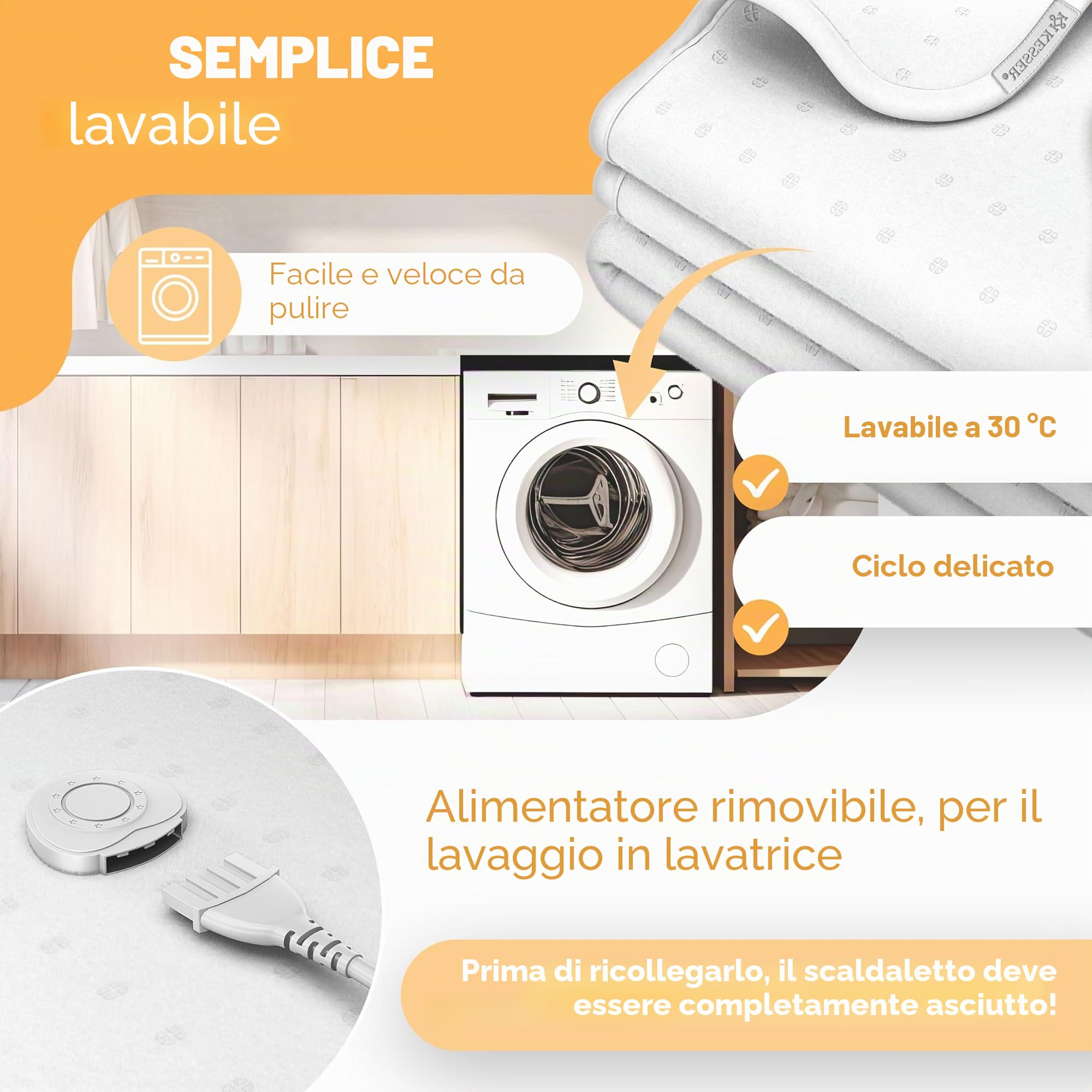 KESSER® Letto termico doppio, 160 x 140 cm, 2 zone di temperatura, coperta termica in morbido pile bianco con motivo, 3 livelli di temperatura, telecomando, spegnimento automatico dopo 180 minuti