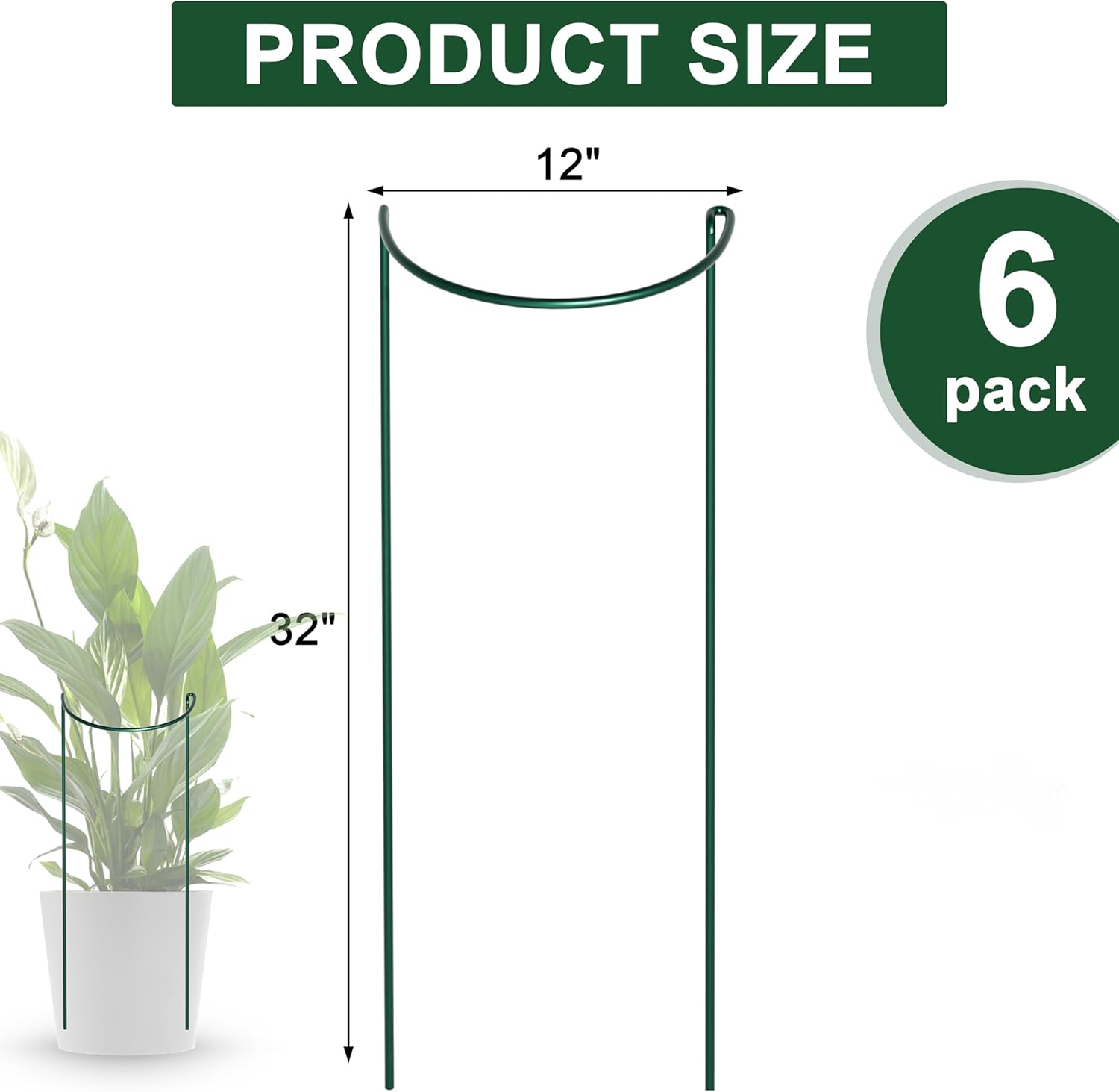 SYITCUN 6 Pack Peony Cages and Supports, 14" (W) x 32"(H) Plant Support, Rust-Proof Metal Plant Support Stakes for Outdoor&Indoor Plants