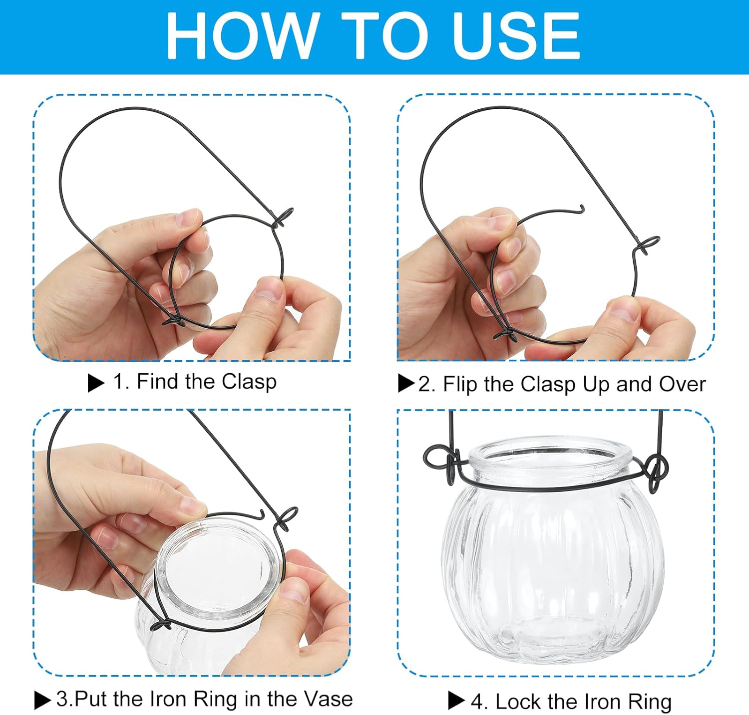 PATIKIL Pumpkin Glass Terrarium Planter 2.3 Inch, 6 Pack Air Plant Wall Hanging Pot DIY Interest Plant for Home Decor Garden Office, Clear