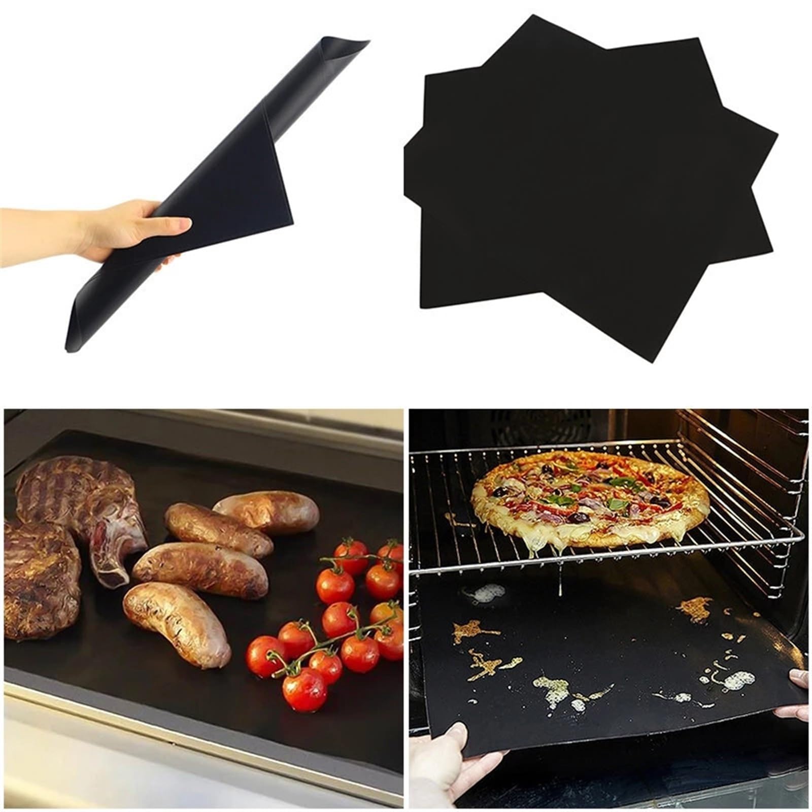 BBQ Grillmatte 44X33CM Backmatte Antihaft-Grillfolien Ofengrillmatte Wiederverwendbare Grillfolienmatte Grillwerkzeuge Camping-Grillzubehör(10pcs)