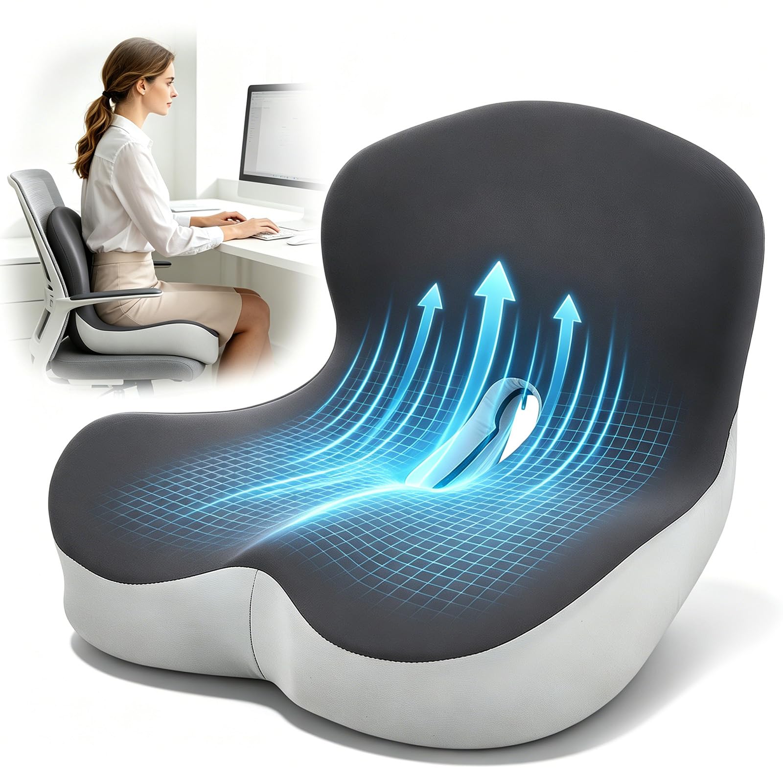 Coussin de siège de voiture et fauteuil roulant pour soulager le coccyx