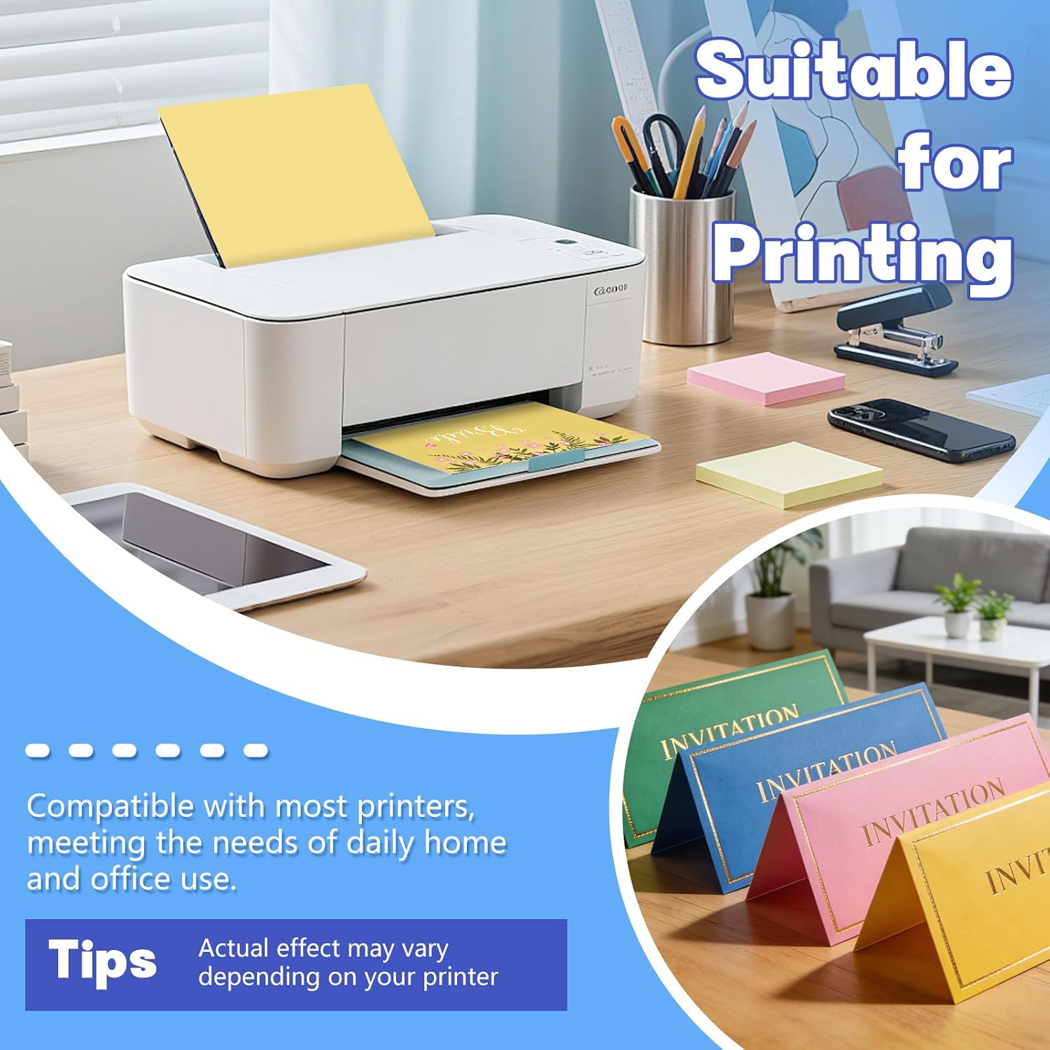 50 Sheets Blue Cardstock, 230GSM /85LB Craft Paper, Thick Colored Cardstock Printer Construction Paper for Printing Cards, Greeting Cards Making DIY Crafts Decorations (8.3" X 11.7")