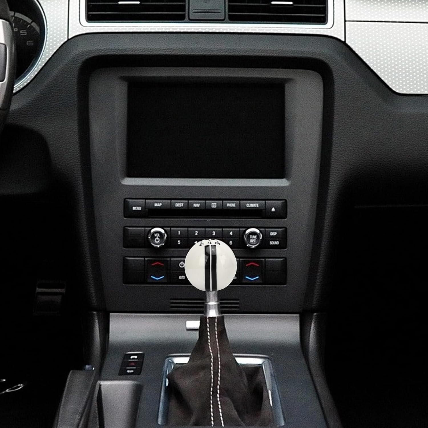 Fydun 5 Speed Round Ball Shift Knob Manual Shifter Lever Stick Head Knob for 1967 to 2018 (White Black)