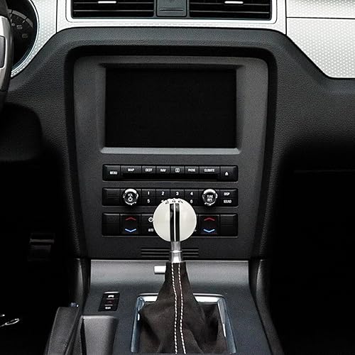 Miniatura 4 de Fydun Pomo de palanca de cambios de bola redonda de 5 velocidades para Mustang 1967 a 2018 (blanco negro)