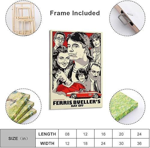 Miniatura 2 de LRefiozas Póster de lienzo con foto colgante individual de Ferris Bueller  Impresión de película retro de los años 90, arte de pared vintage genial