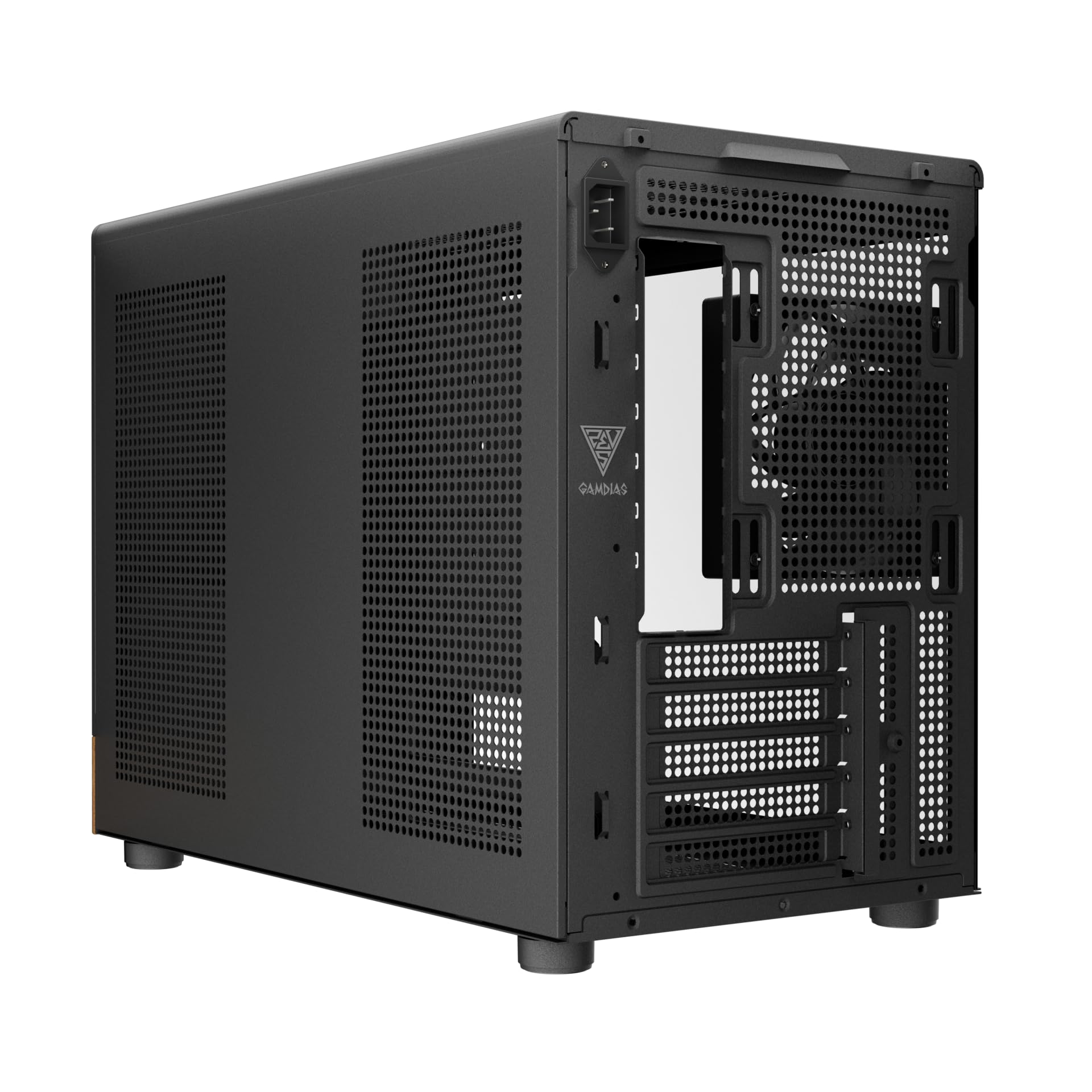 GAMDIAS Athena M4M Wood - Caja micro torre de 3 x 120 cm, frontal de red de nogal