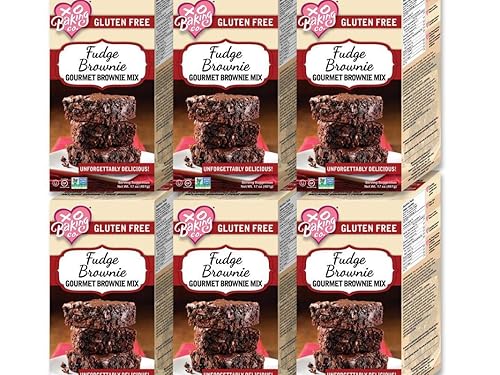 XO Baking Co. Gourmet Fudge Brownie Mix - Mezcla de brownie de chispas de chocolate sin OMG sin gluten, 17 onzas (caja de 6)