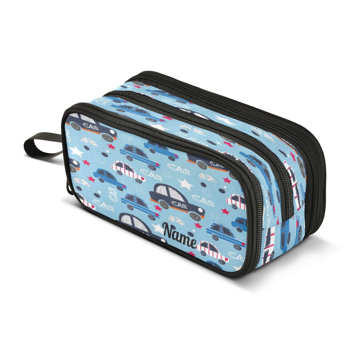 Custom Pencil Case Car Taxi Pencil Case 3 Compartment Pen Bag Pouch Holder Box School Portable Stationery Storage Bag for Girls Boys