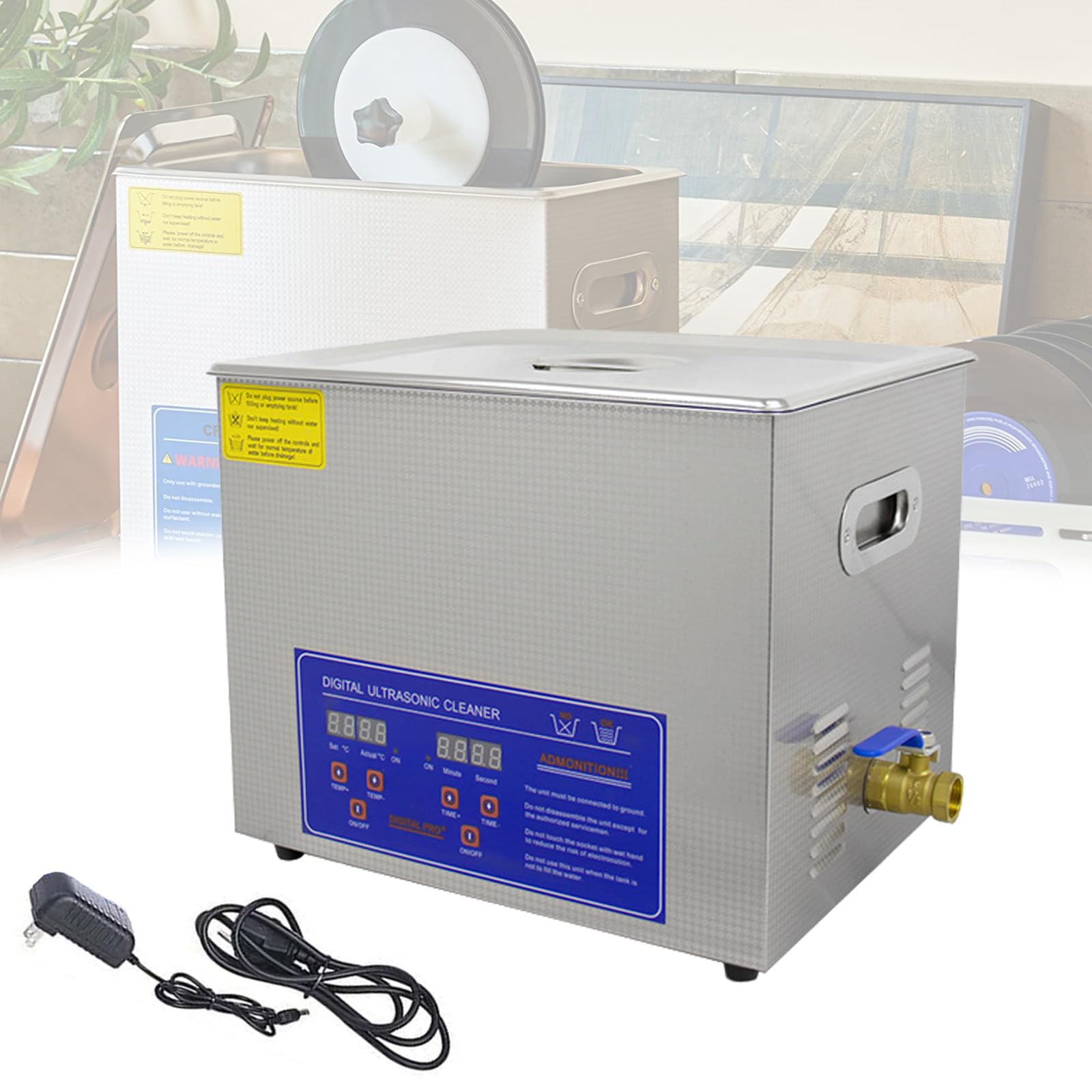 Pulitore ad ultrasuoni per Dischi in Vinile con riscaldatore e Timer, Macchina per la Pulizia ad ultrasuoni per Dischi in Vinile da 7-12 Pollici, 8 Dischi, Kit di Pulizia per Dischi in Vinile