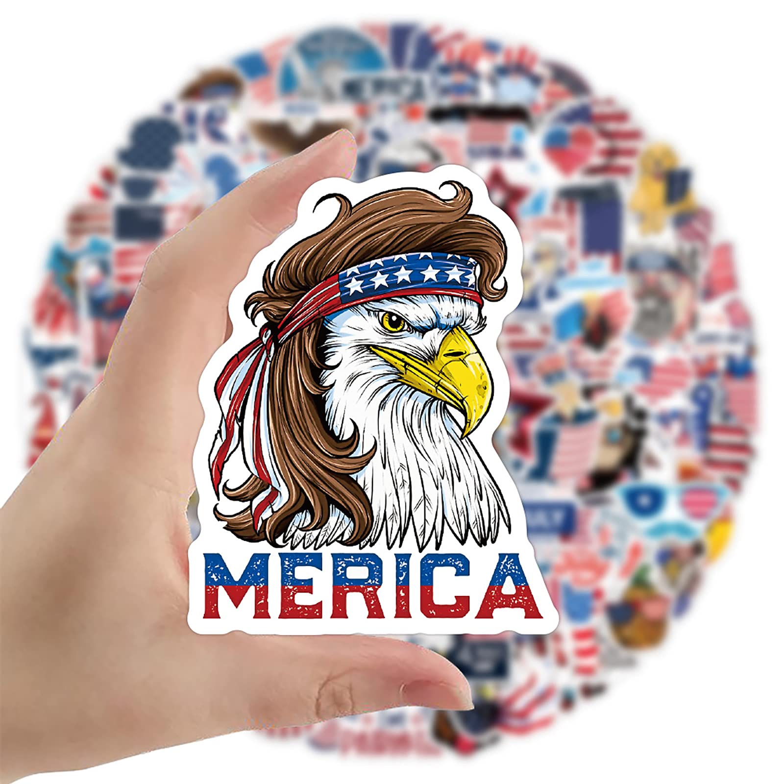 100pcs American Stickers Independence Day Aesthetic Vinyl Stickers Stickers for Laptop Water Bottle Hydro Flask Bicycle Computer
