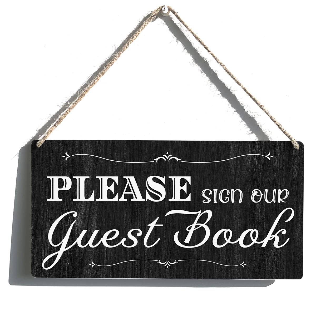 Fjqwklf A605 Guest Book Sign Gift Farmhouse Please Sign Our Guest Book Wooden Hanging Sign Plaque Rustic Wall Art Decor For Home Decoration 8X12 Inch