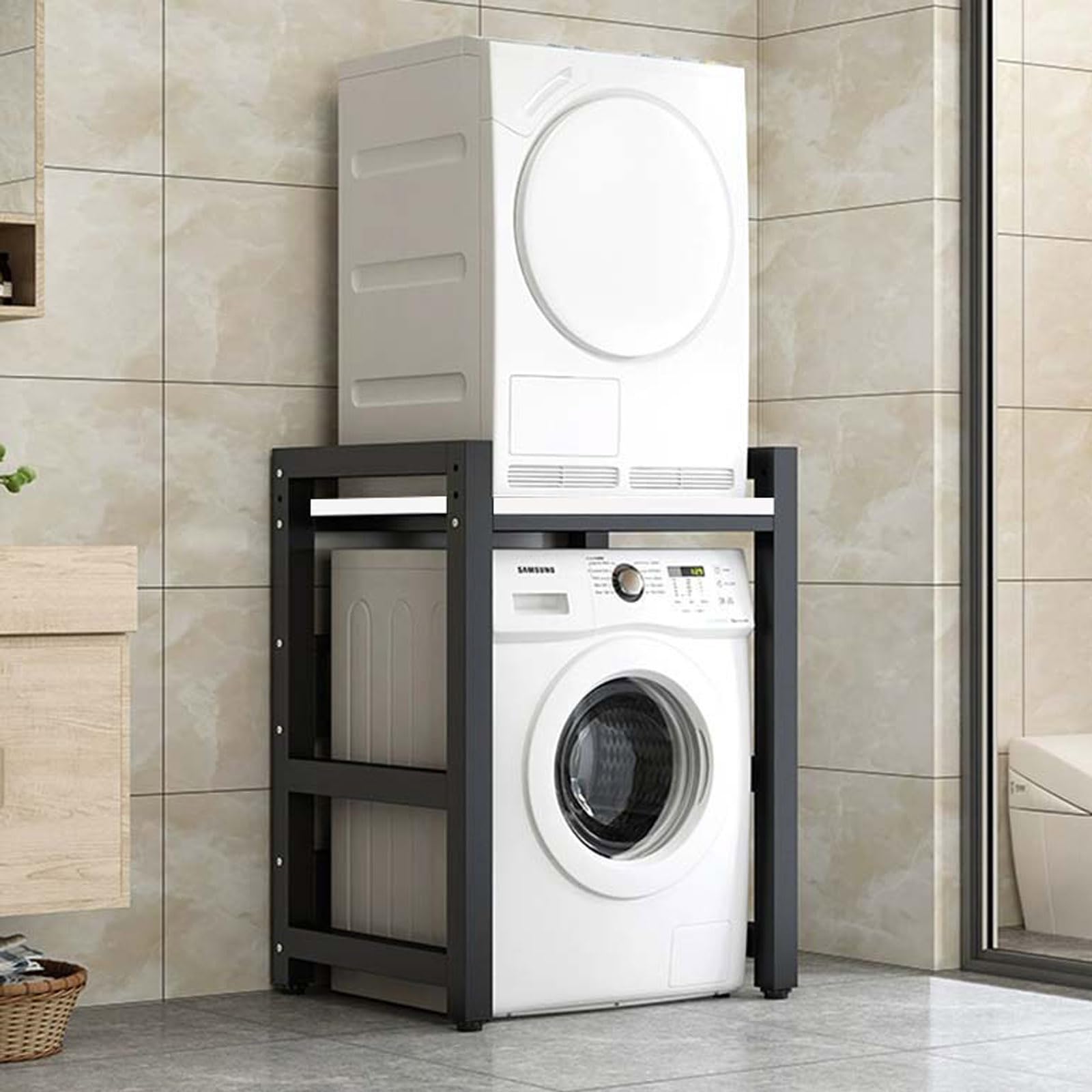 Stackable Shelving Unit for Washer &amp; Dryer 300 kg CapacitySpaceSaving Stora Solut for Laundry Room &amp; Easy to Assemble.