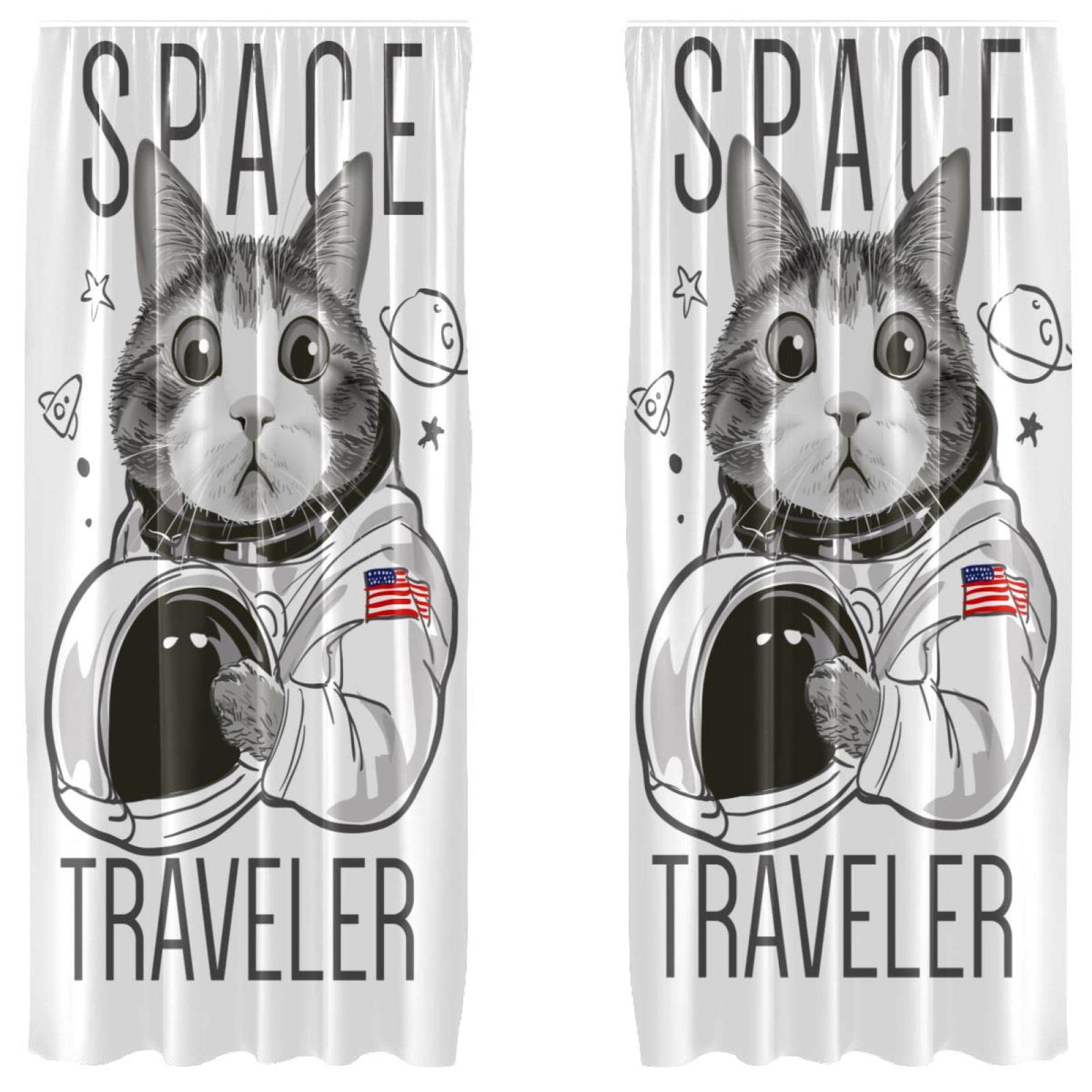 Cortinas de gato Space Traveler que transforman la luz de tu salón con elegancia, 55 x 84"