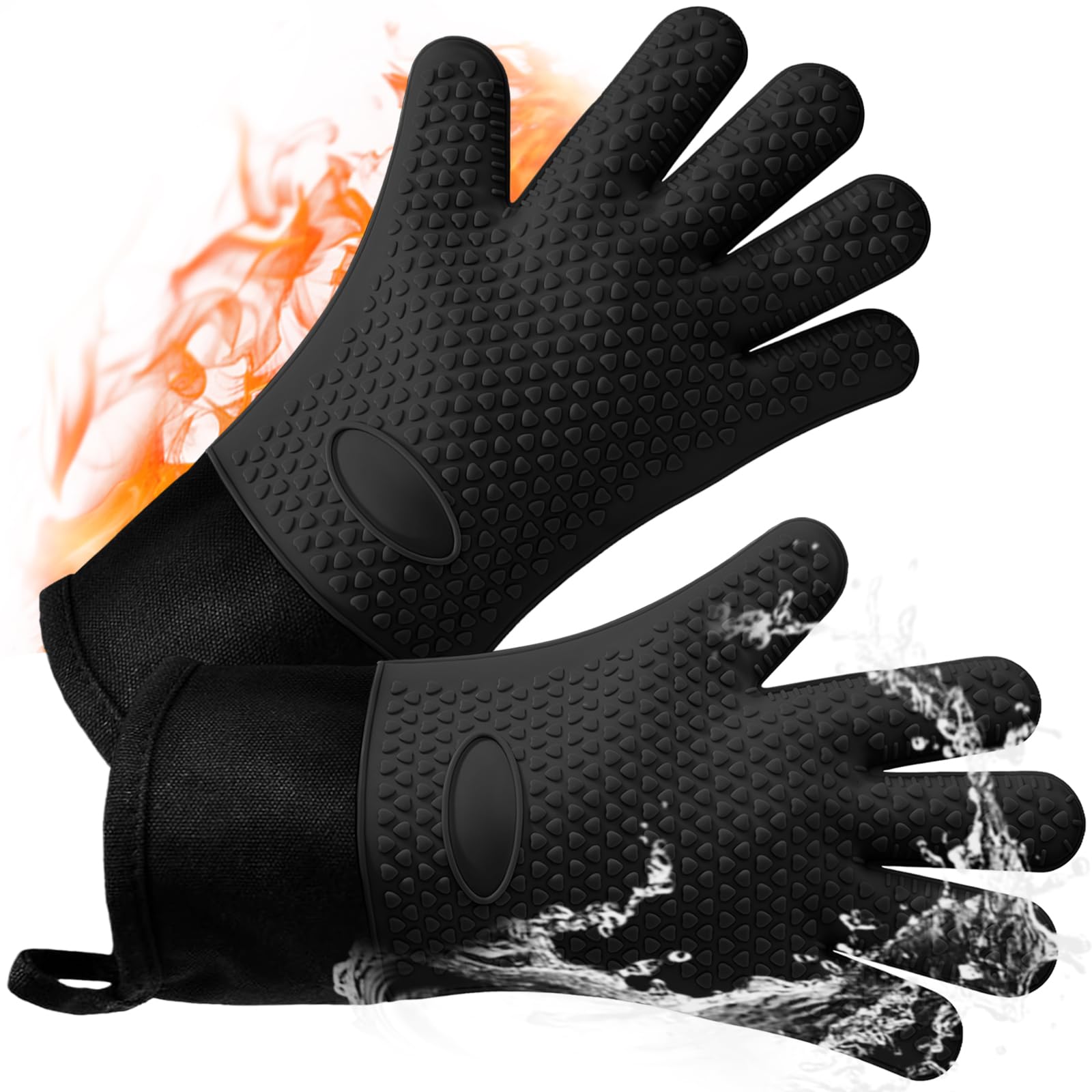 Loveuing Guanti da Forno in Silicone, Guanti Barbecue Resistente a Calore 235℃, Presine da Cucina Impermeabile e Antiscivolo, Perfetto per Cucinare e Grigliare, 1 Paio