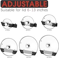 Vista 3 de Adjustable Universal Pot Lid Holder Organizer - Upgraded Patented Pan Lids Organizers Inside Cabinet Door Wall Mount Pots Top Rack for Kitchen