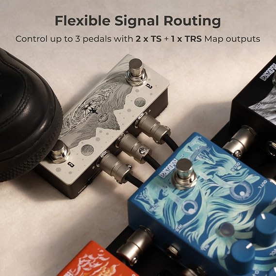 Animus Dual Momentary Footswitch Controller for Guitar Pedals, 1TRS&2TS Outputs to Control Up to 3 Pedals, Passive TRS A/B Mapping Switch, Includes TRS Cable(Animus Khaki)