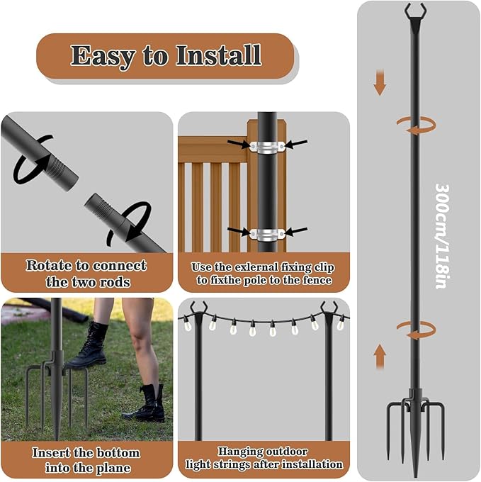 Ceprznvey Outside Light Poles, 2X Lawn and Garden Lamp, 3000g Secure Base Yard Outdoor Ready Display Event Lighting Strong Design Sturdy Metal Stand for Patio, Wedding photo 2