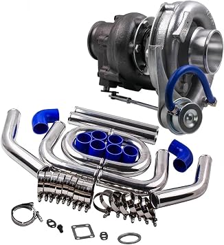 T3 T4 Turbo Charger .63 A/R 420HP 4/6 Cly & 2.5 64mm Piping Kit Oil Cooled T04E T3/t4 Turbocharger Compressor 400HP Upgrade(Tip)