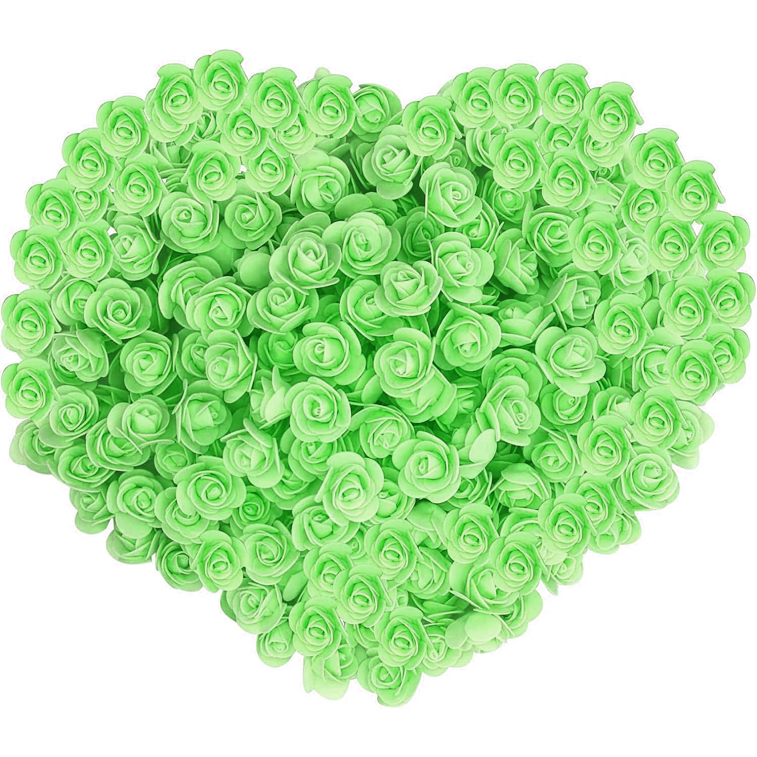 Gearific 200Pcs Mini Artificial Flower Rose Heads, Foam Artificial Rose for DIY Crafts Wedding Party Valentine's Day Festival Home Decoration (Green)