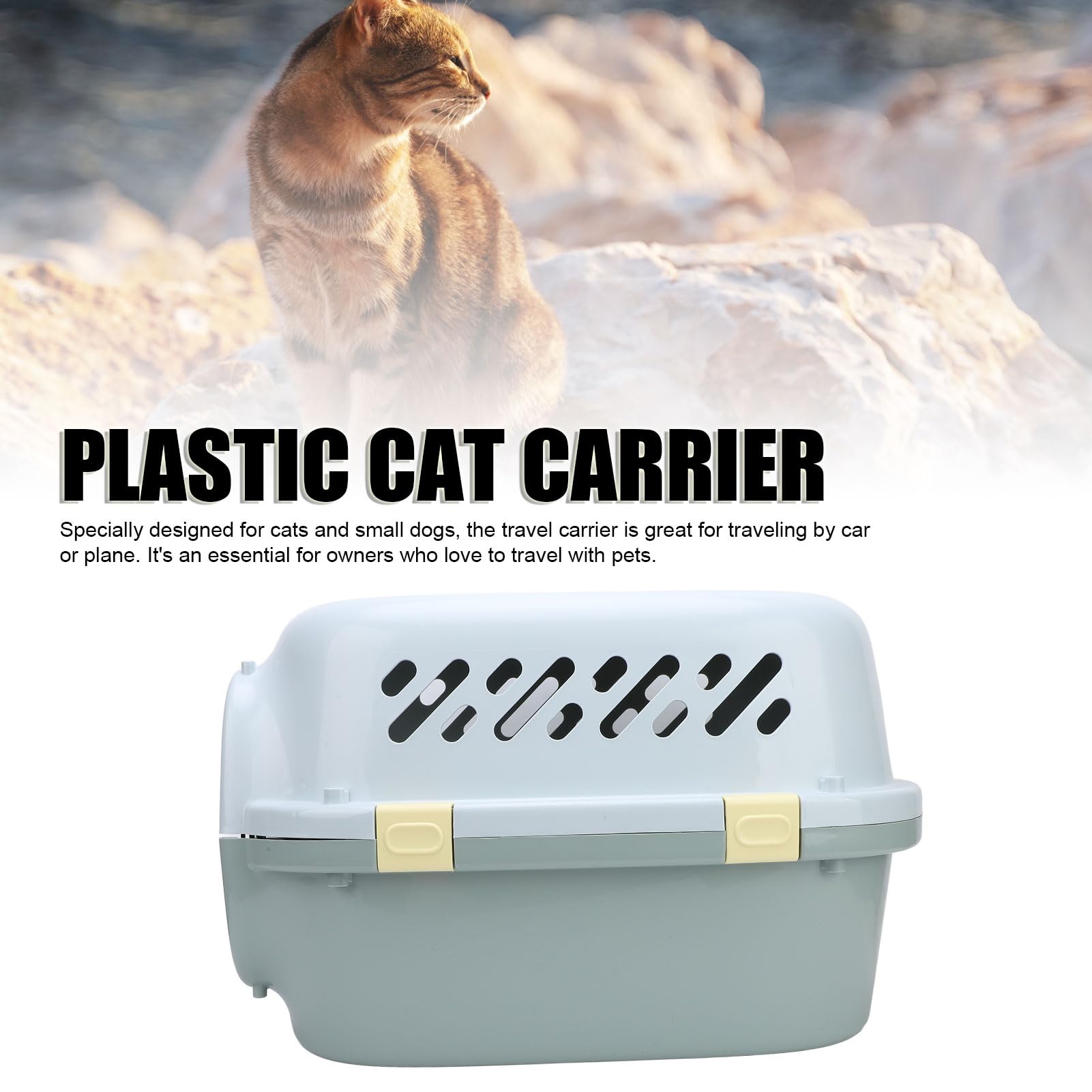 Trasportino da Viaggio per Gatti di Grandi Dimensioni Porta Rigida con Chiusura a Chiave Ventilazione su 4 Lati Trasportino Portatile per Cani per Viaggiare in Auto o in Aereo (L 7,9 pollici)