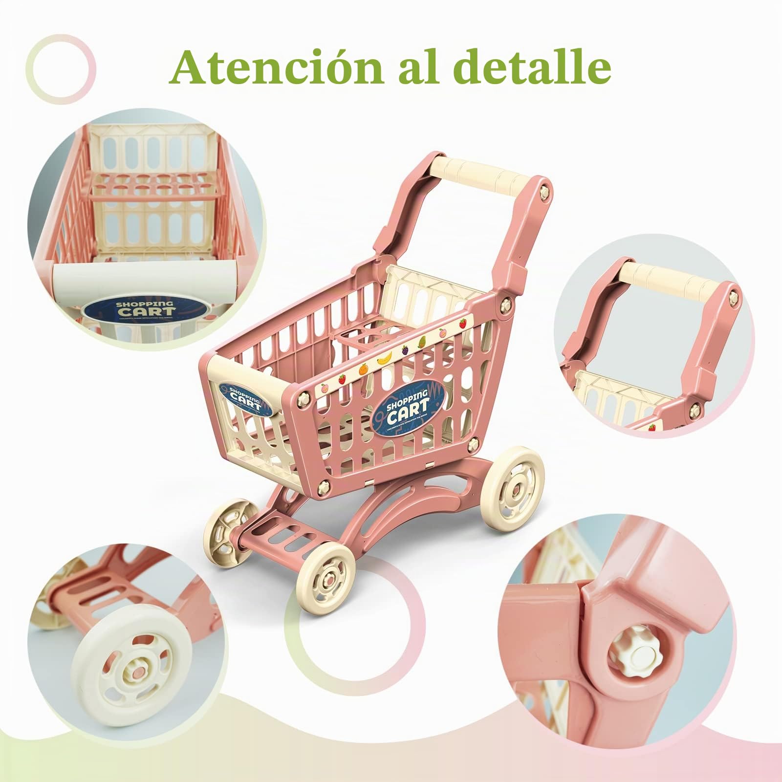 RedCrab Carro Compra Juguetes Infantil, Juego de Accesorios de Tienda de 54 Piezas, Carrito de Compras de Juguete para Regalo Educativo
