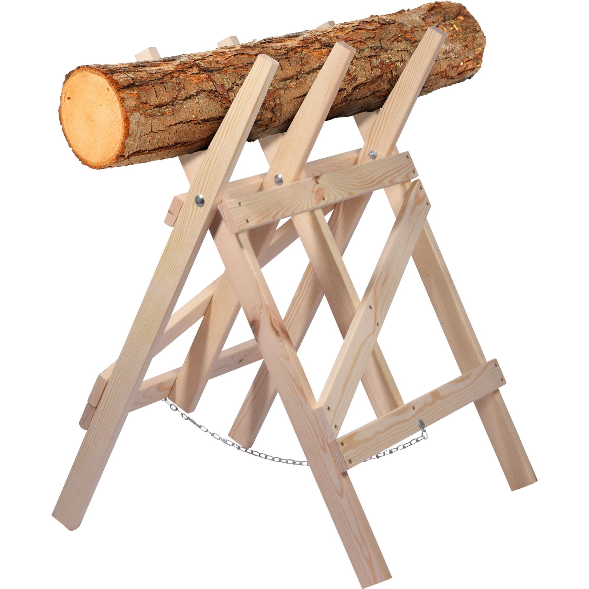 dobar® Green Label 56080FSCe Folding Sawhorse Solid Wood Saw Frame for Firewood Wood Sawhorse up to 25 cm Diameter Pine 64 x 64 x 94 cm