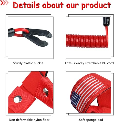 Miniatura 3 de Cordón para interruptor de barco para todos los Yamaha Jet Ski Waverunner, correa de muñeca con motor fuera de borda marino, repuesto