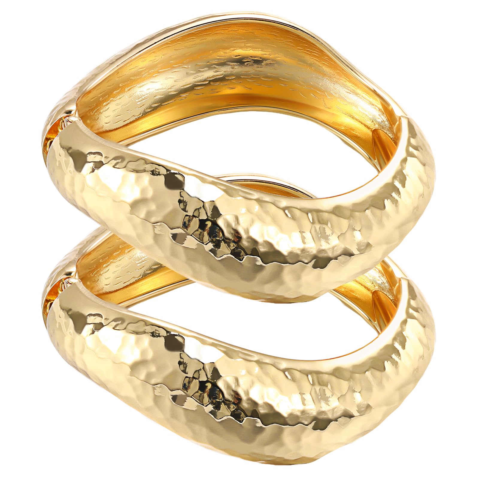 Emibele Brazaletes para Mujeres, 3PCS Brazaletes Dorados Gruesos Irregulares Con Bisagra, Moda Brazo Ancho Manguito Minimalista Grueso, Regalos de Joyería para San Valentín Navidad Cumpleaños