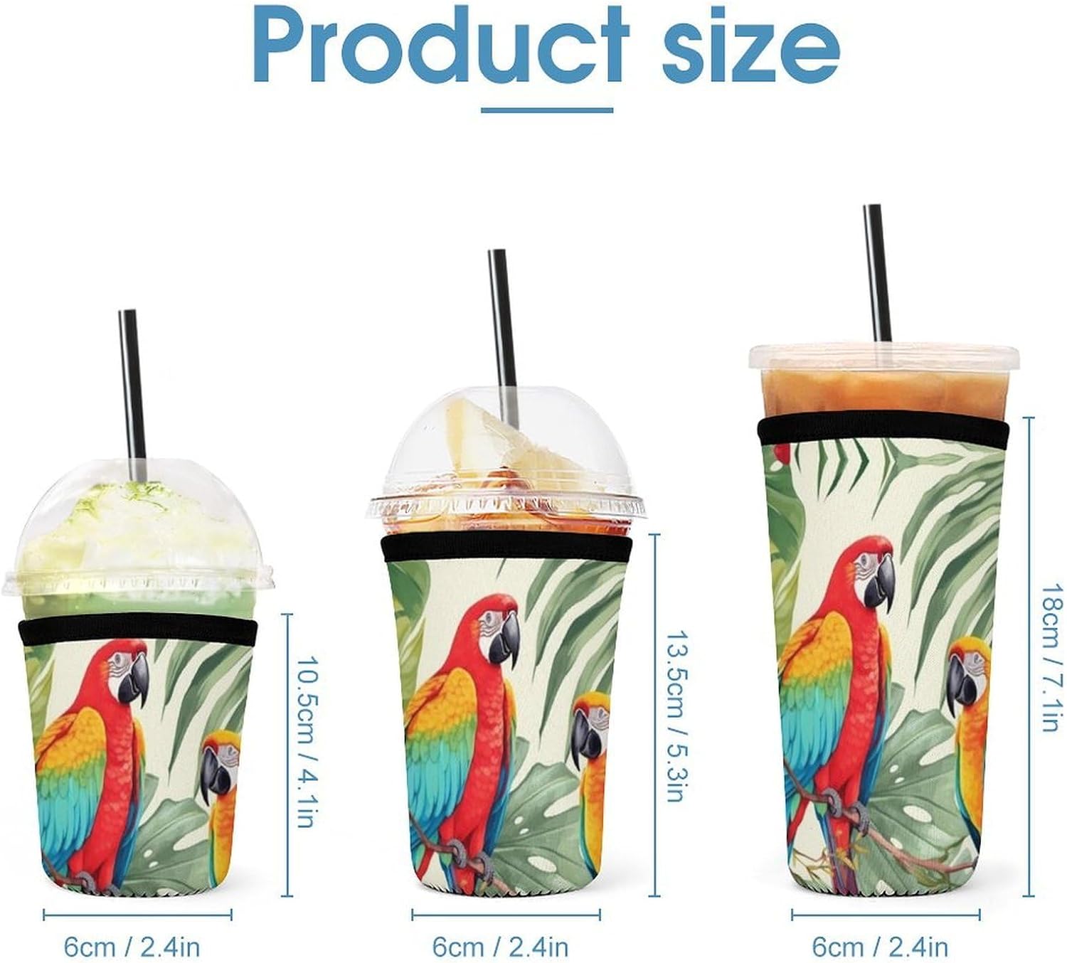3 Pack Neoprene Cup Sleeves, Stretchy Reusable Drink Cup Cover Universal