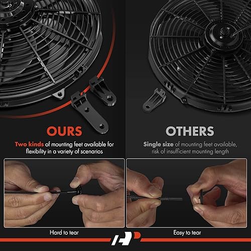 Miniatura 5 de A-Premium Ventilador de radiador eléctrico de 14 pulgadas, 14 pulgadas, 2250 mh, 12 V 90 W con kit de relé de interruptor de cableado del termostato