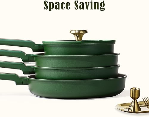 Miniatura 7 de CAROTE Juego de ollas y sartenes antiadherentes, juego de utensilios de cocina, 18 piezas antiadherentes, utensilios de cocina de inducción, juego