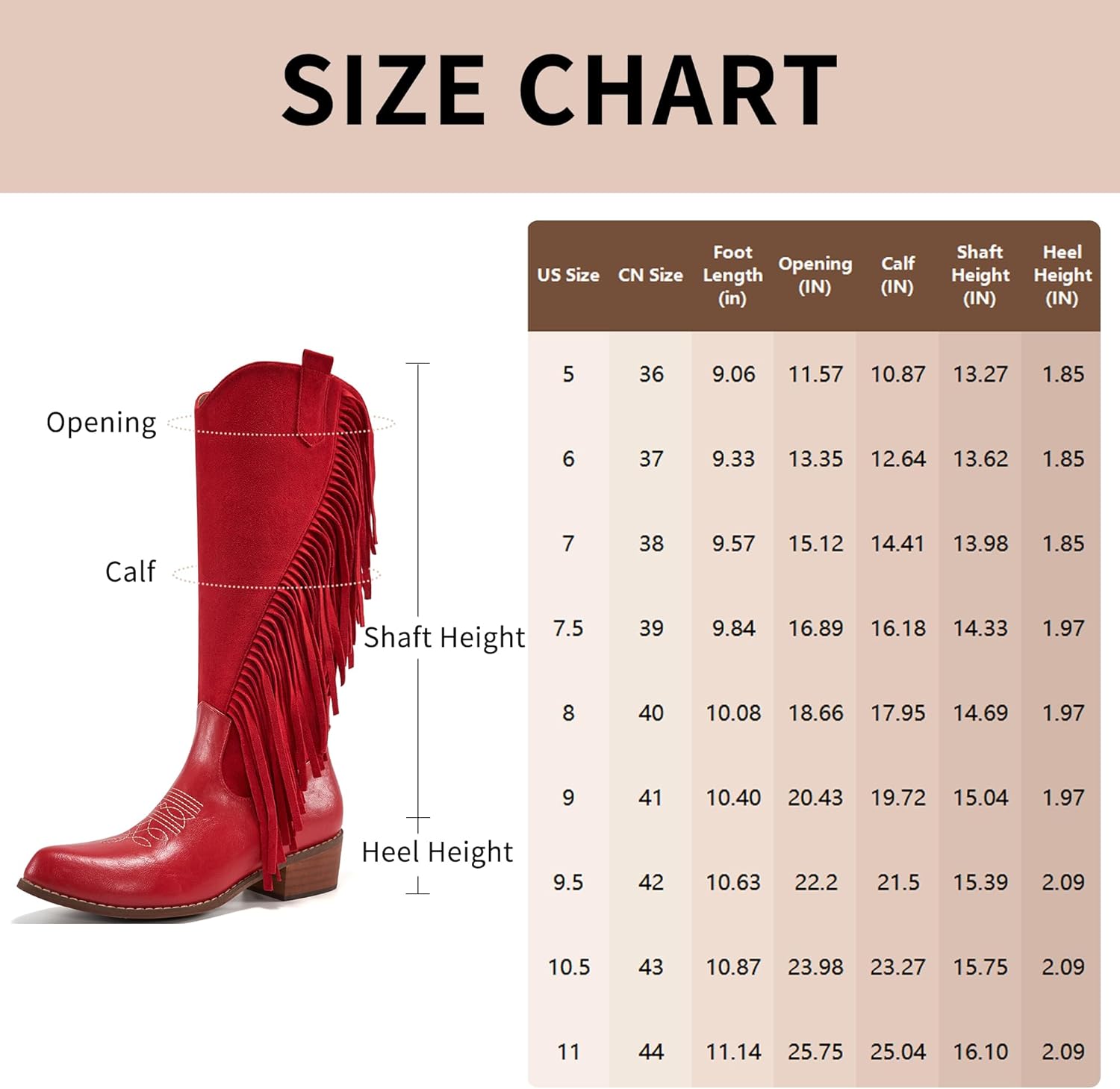 Western Cowgirl Boots Women: Knee High Wide Calf Fringe Cowboy Party Shoes for Country Concert