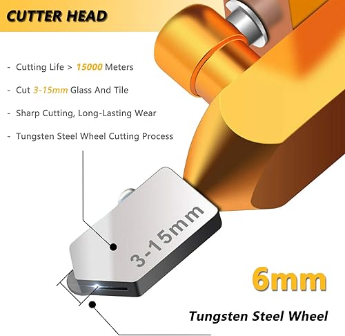 Miniatura 4 de Cortador manual de azulejos, cortador de azulejos de vidrio 2 en 1, herramienta de mano con alicates de rotura de vidrio, kit de corte de espejo con