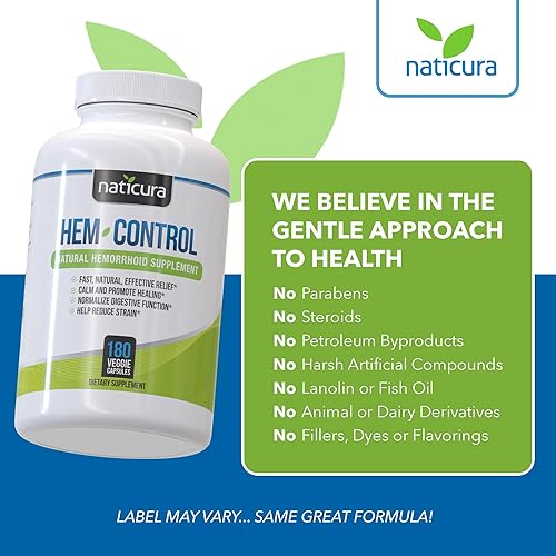 Miniatura 7 de Naticura Hem-Control - Tratamiento natural para hemorroides con cáscaras de psyllium hamamelis raíz de jengibre vegano 180 unidades ayuda a mantener