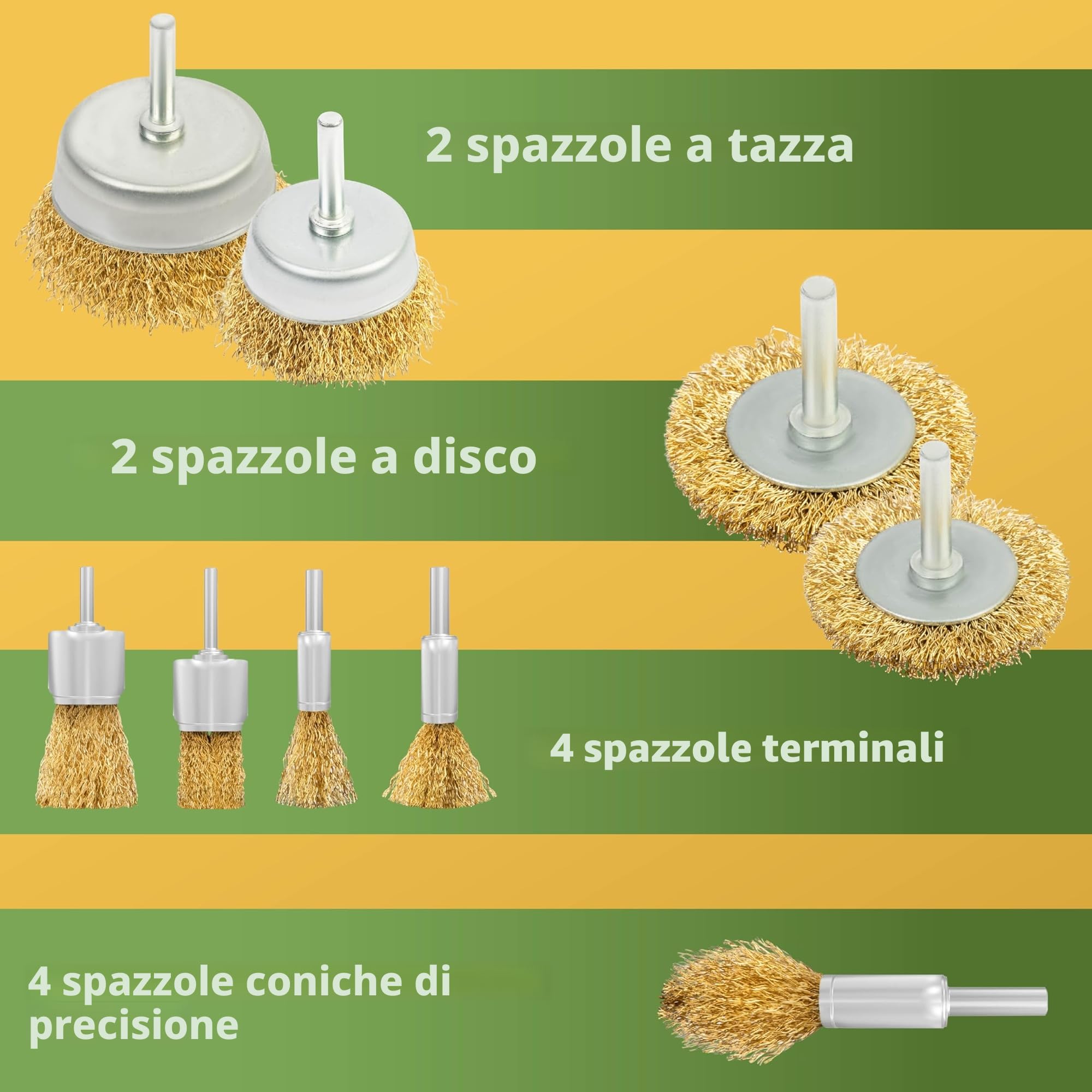 BLOSTM Spazzola Ferro per Trapano 9 Pezzi Set Completo Pulizia Rimozione Ruggine Lucidatura Vernice