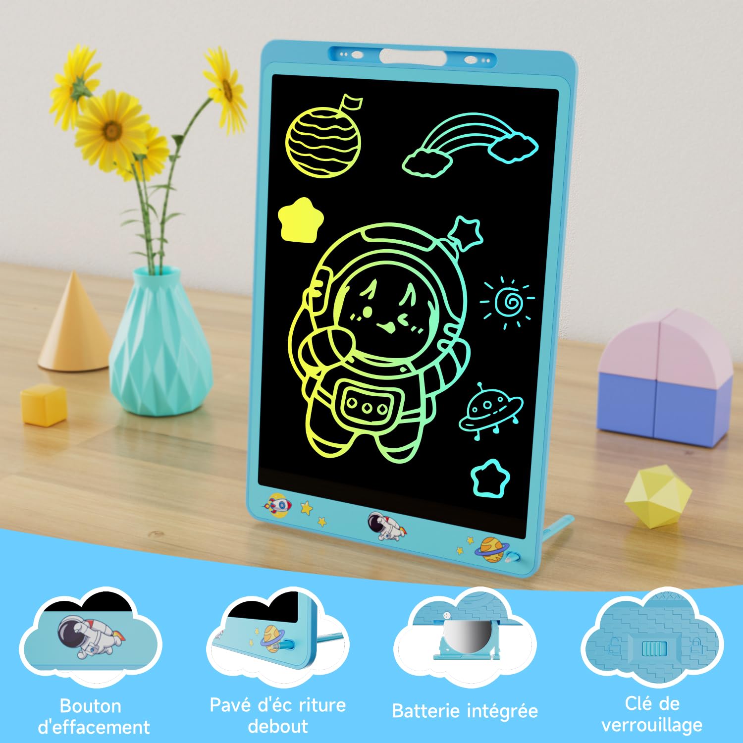 16 Pouces Tablette d'écriture pour Enfants, Electight Tablette de Dessin LCD Tableau, avec Fonction de Verrouillage D'effacement, Cadeau Surprise pour Filles Garçons de 2-8 Ans (Bleu) - 3
