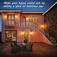 Vista 5 de ER CHEN Tira de luces LED de 165 pies, 500 luces LED estrelladas en cable de cobre verde de 164.0 ft, adaptador de corriente + control remoto