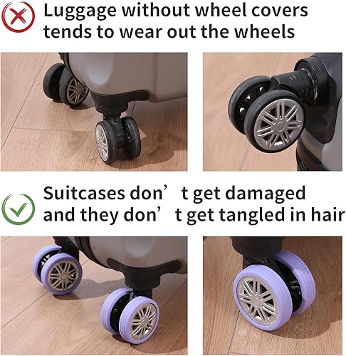 Miniatura 6 de Fundas para ruedas de equipaje, 9 piezas, cubierta protectora para ruedas de equipaje de 8 ruedas giratorias, fundas para maleta con resistencia al