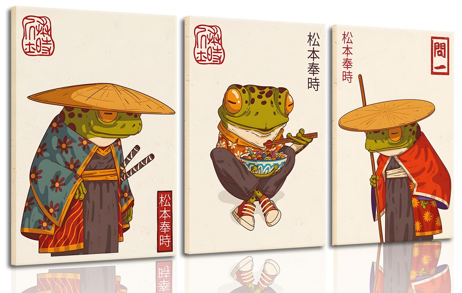 Amazon.com: 3Pcs Vintage Japanese Frog Wall Art Cute Funny Japan