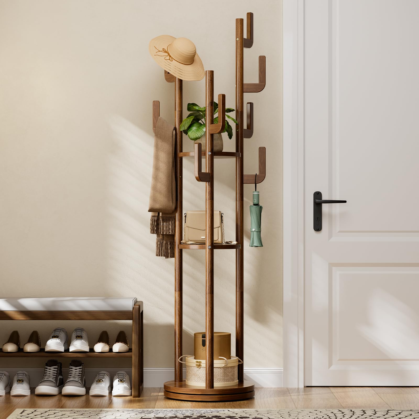 Amazon.com: Yoobure Rotary Coat Rack Freestanding - Solid Wood