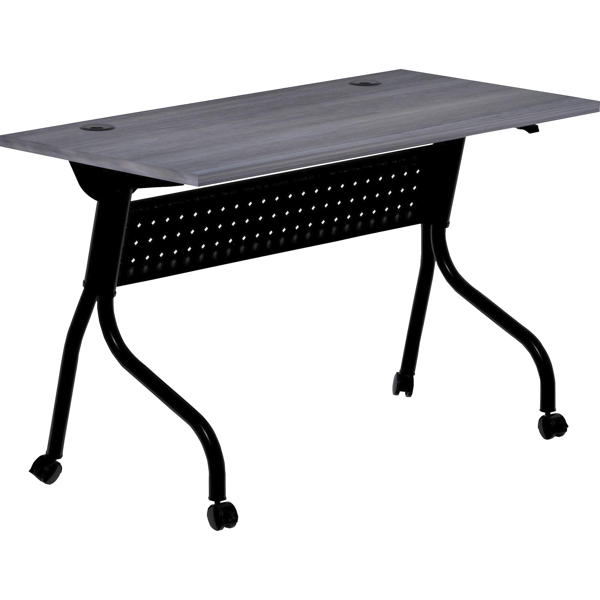 Lorell Flip Top Training Table, 23.6" x 48" x 29.5", Black Steel Base with Charcoal Melamine Top