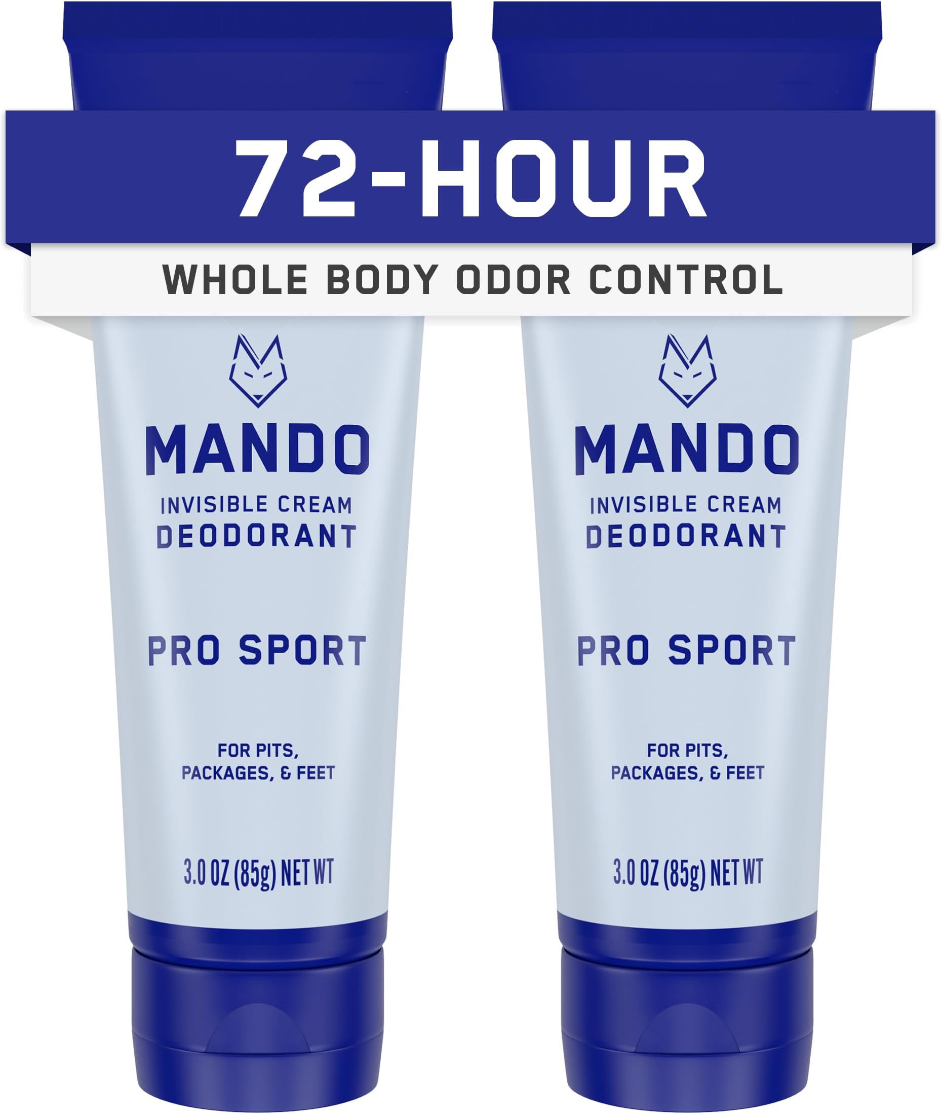 - Mando Whole Body Deodorant For Men - Invisible Cream - 72 Hour Odor Control - Aluminum Free, Baking Soda Free, Skin Safe - 3 ounce (Pack of 2) - Pro Sport